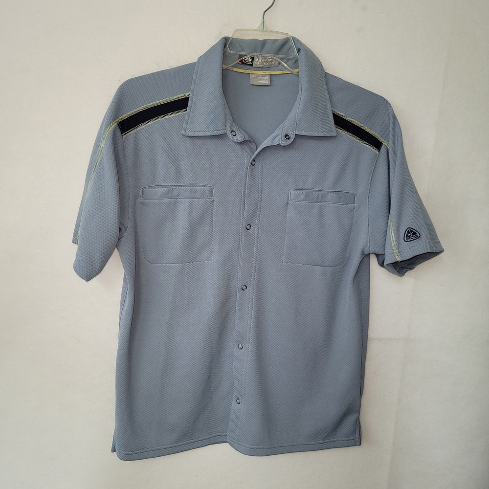 Nike ACG Shirt Mens L All Conditions Gear 1989 Blue Top Snap Front Pocket Active